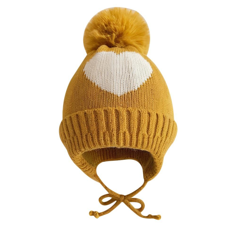 0-3Year Solid Color Baby Knitted Hat Plush Ball Children Warm Cap Beanie Hats Newborn Toddler