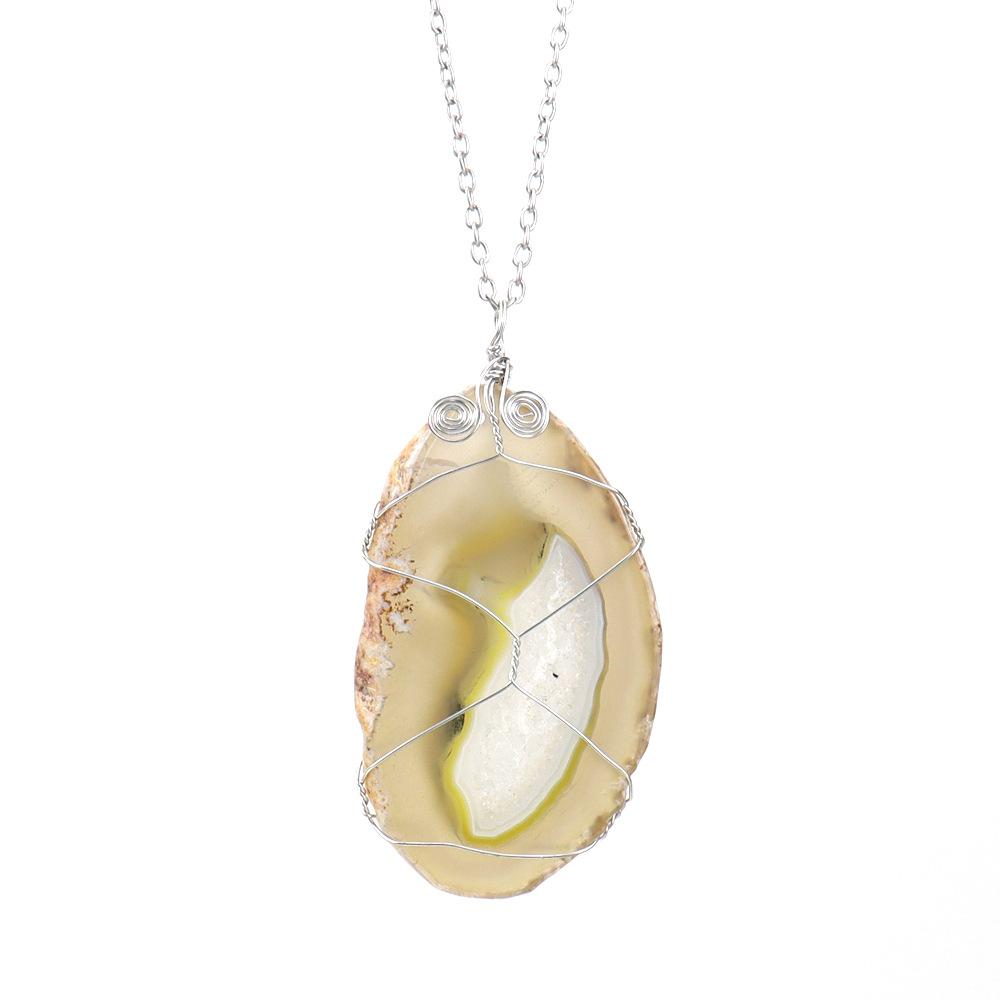 Hand-Wound Silk Colored Agate Sheet Crystal Rough Stone Natural Stone Necklace Mesh Pocket Sweater Chain N713 pure natural
