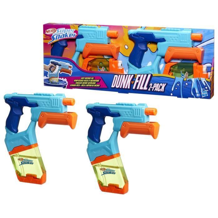 Nerf Dunk-Fill, Pack De 2 Pistolets À Eau, Réservoirs À Remplissage Instantané Facile, Jouets D'eau, Super Soaker, Dès 6 Ans