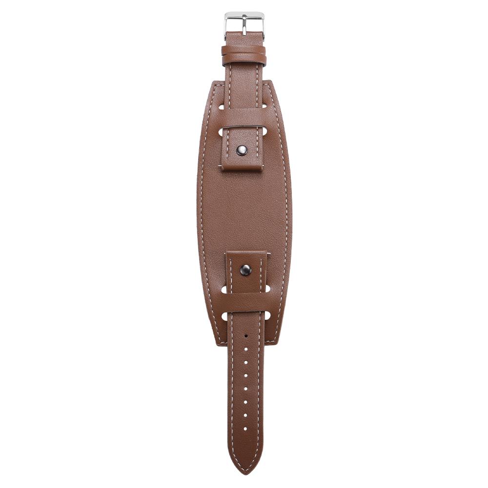 20/22/24mm Bund Strap Men's Vintage Cowhide Cuff Watch Band Pin Buckle Bracelets Deep Brown Black Light Brown Color Watch Strap