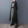 Long Sleeve Oversized Cotton Vintage Black Patchwork Casual Loose Autumn Spring Winter Trench Coat for Women Outerwear