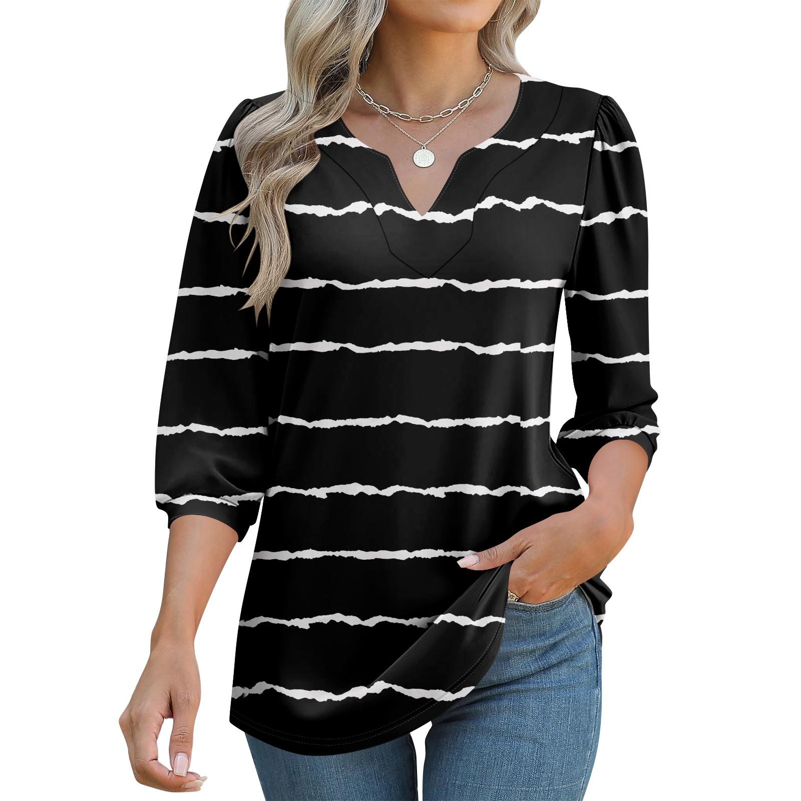 

Women s 3/4 Sleeve Shirts Graphic Tees Shirts Casual Basic Tops Pullovers S чорний