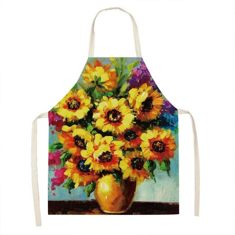 1 kus vintage umělecká olejomalba tištěná zástěra kuchyňská vaření pečení zástěra domácí čisticí doplňky unisex