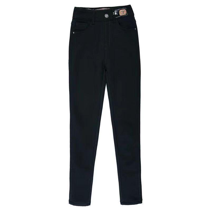 2025 Winter Women's Fleece-Lined High-Waisted Denim Skinny Pants - Slimming, Figure-Flattering, and Elastic Waist.