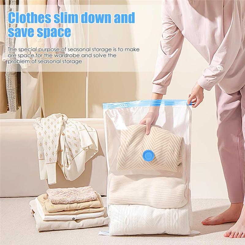 

ABNO-Vacuum Bags For Clothes, Pack Of 12, Travel Size 30 X 40 Cm, For Clothing Storage Bags With Included Pump синій