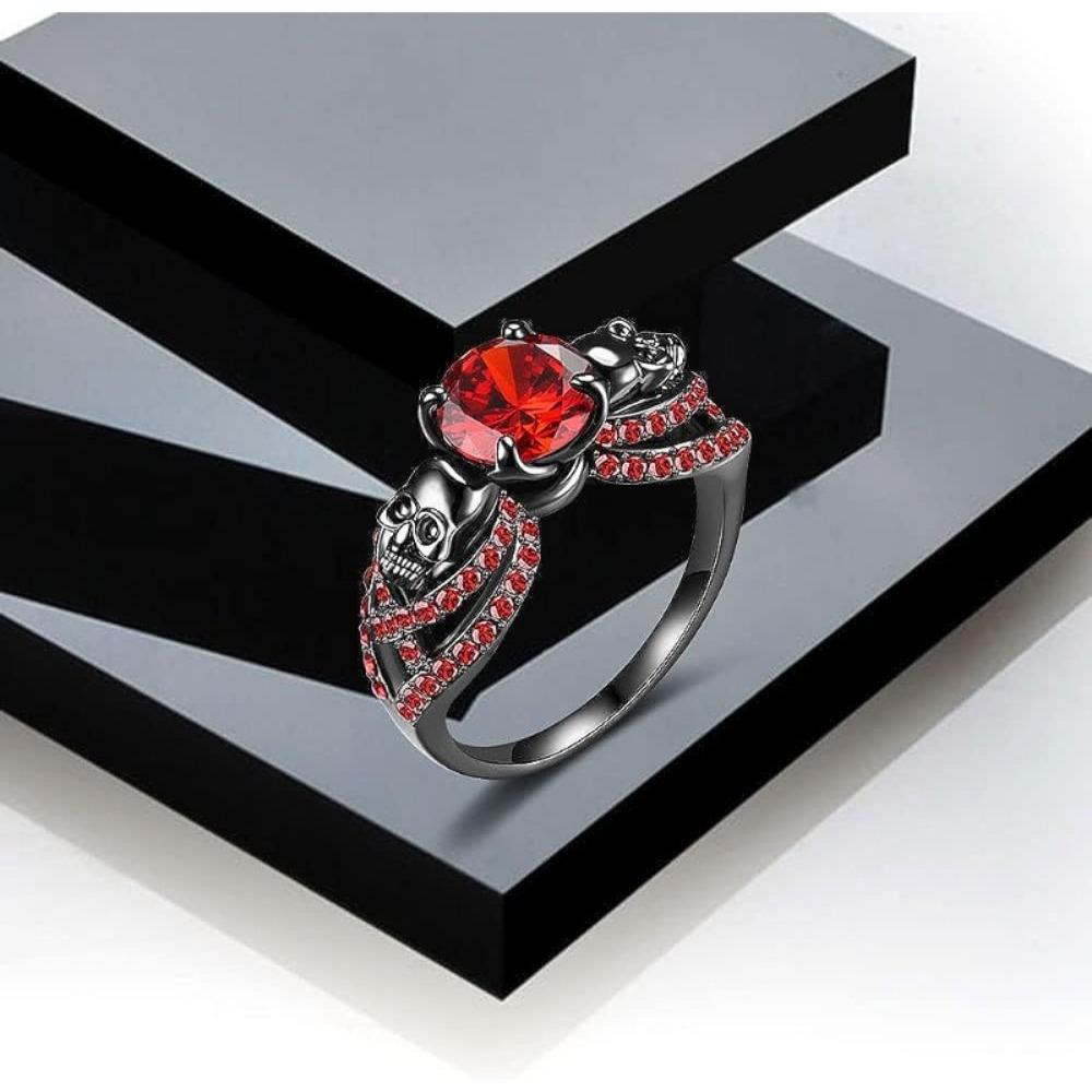 Gothic Style Ring Inlaid Shining zirconia Dark Skull Design On The Band Multi Colors And Sizes To Choose Halloween