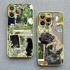 Creative Black Cat Illustration Shockproof Case for iPhone 12 11 Pro Max 14 13 15 Pro Max Back Phone Cover X XS XR 7 8Plus Capa