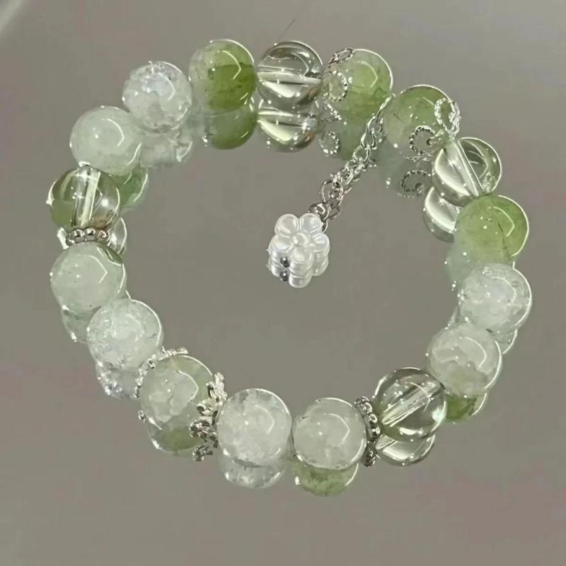 Bracciale con Perline e Ciondolo a Forma di Fiore Rosa di Cristallo Coreano e Farfalla per Donne, Catena Dolce con Perle, Gioielli Regalo per Fidanzata