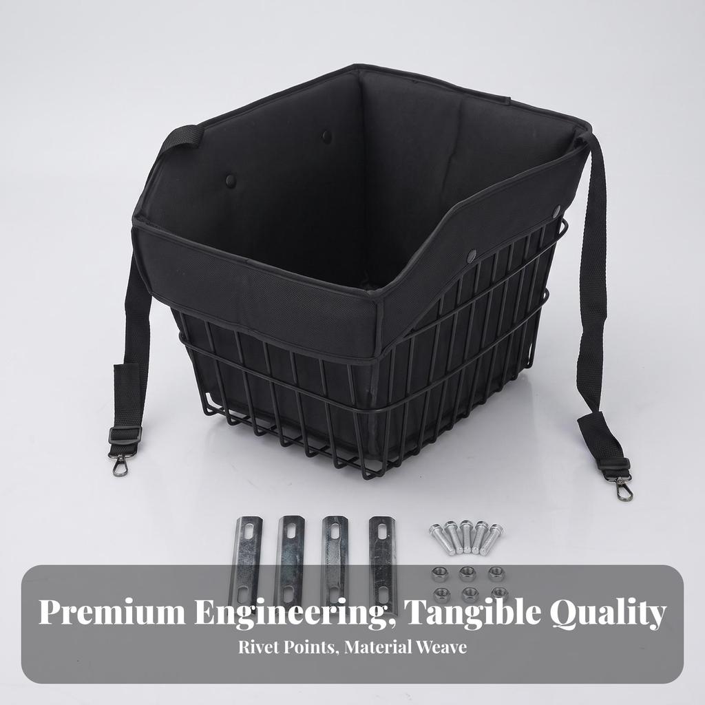 Front Bike Basket with Mounting Hardware Open-Top for Grocery Shopping