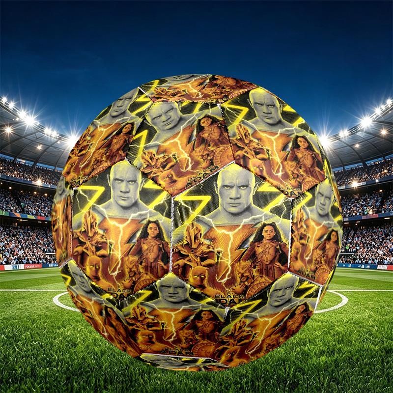 Black Adam Print Size 5 Soccer Ball, PU Wear Resistant Football for Match Training and Daily Practice, Birthday Gift for Soccer Fans