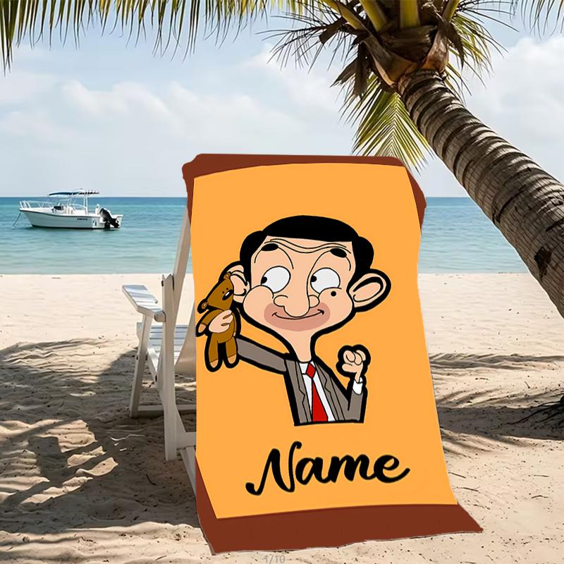 Customizable personalized beach towels Mr. Bean themed designs.Suitable for the beach, yoga, sports;ideal as beach accessories