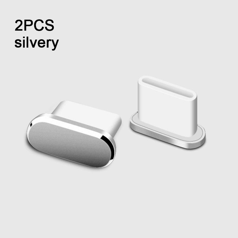1/2/5pcs Metal Type-C Silicone Dust Plugs Phone USB Port Protector Anti-dust Plug Cover Cap for Samsung Huawei Xiaomi Tablet2