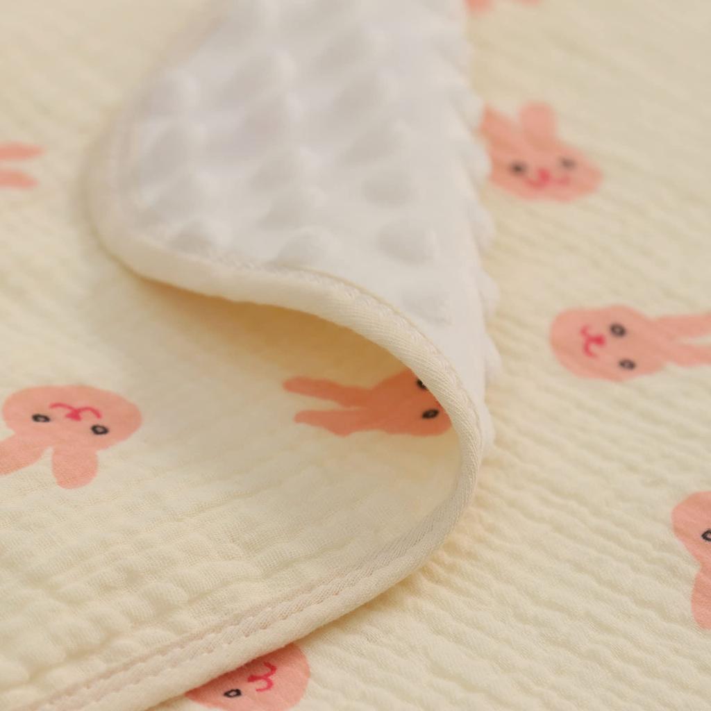 Mjukt Minky-prickigt Dubbelvävt Babyullstyg med Gasväv på Framsidan och Konvexa Baby Lämpligt för Affärer en Filt, Filt, 115X100CM, Baksida, Ludd,