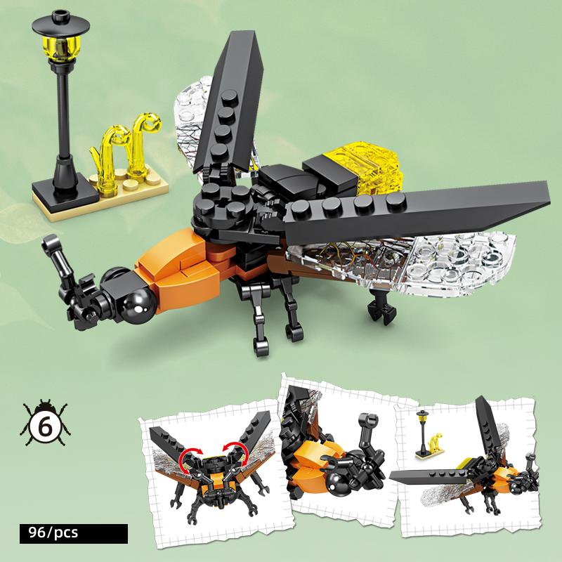 Seria Historyjki o Owadach Klocki Pszczoła Ważka Biedronka Ślimak Mini Model Klocki Dekoracja na Biurko Prezenty Świąteczne dla Dzieci