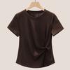 Kink Irregular T-shirt Women's Summer Temperament Is Thin and Chic Round Neck Short-sleeved Top