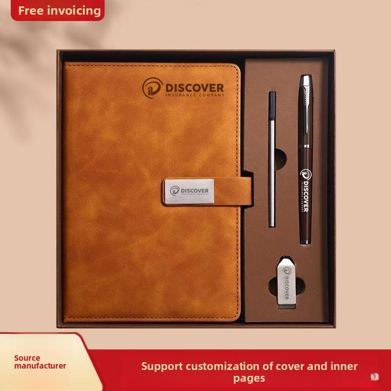 Custom Logo School & Business Notebook Set Wired Glue Bound PU Leather Cover Notepad Gift for Students and Professionals