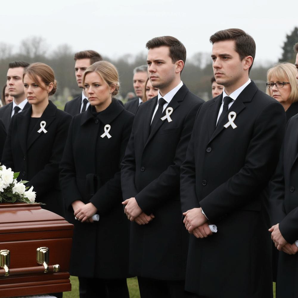 White Funeral Ribbon Badge Brooch Vintage Funerals Memorial Pin Brooch Accessories