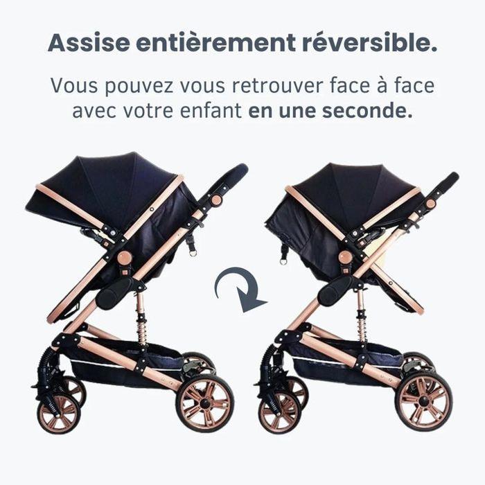 Passeggino 3 in 1 Bambino Combinato Seggiolino Auto Navicella Reversibile Regolabile Alta Qualità Ruote Antiforatura Manico rosso.Bazarland30