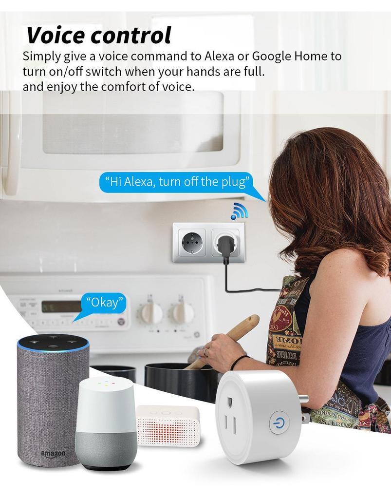 US Standard Smart WiFi Socket with Alexa Voice Control & Mobile App Timer