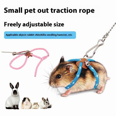 Pet Adjustable Soft Collar Bell Lead Set, Suitable for Mice, Hamsters, Ferrets, Rats, Pet Pigs Anti-bite Pet Rope
