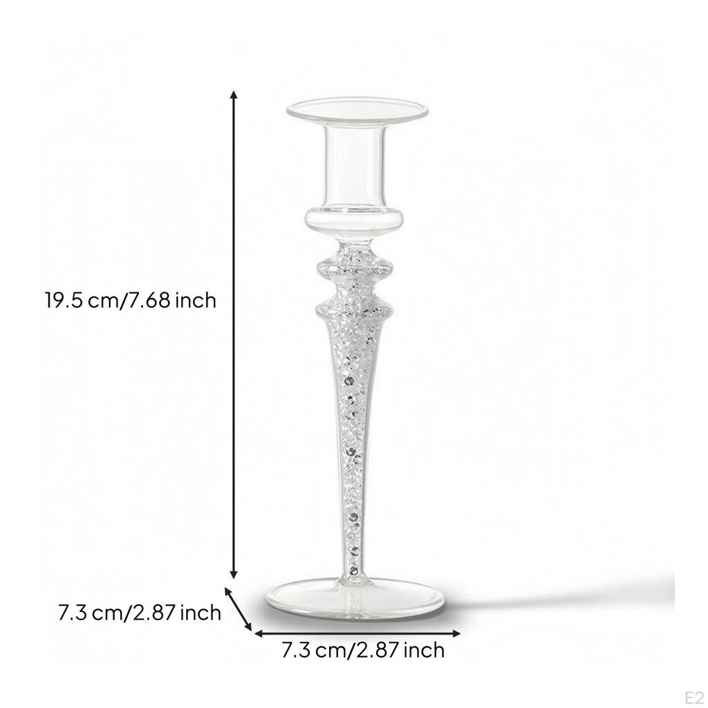 Glass Taper Candle Holder Faceted Candlestick Slender Holders for Dining Table,