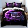 Mystical Owl and Moon Art Bedding Duvet Cover Set  (1*Duvet Cover 2*Pillowcases, Without Duvet Insert)