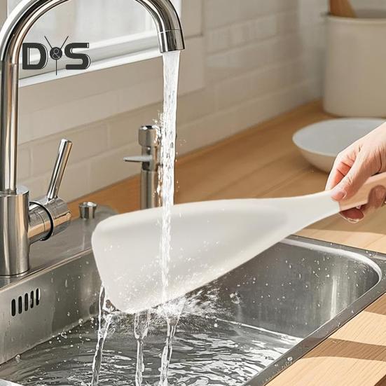 Silicone Cooking Spoon for Nonstick Cookware BPA-Free Wood Handle Heat Resistant Stir Scoop for Mixing Scoop And Scrape