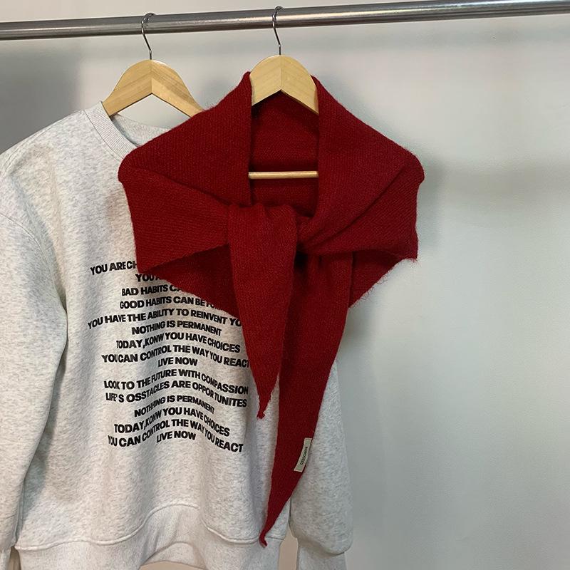 Korean Style Wool Blend Triangle Knit Scarf Shawl - Women s Autumn/Winter Warm Neckwear 135-175CM