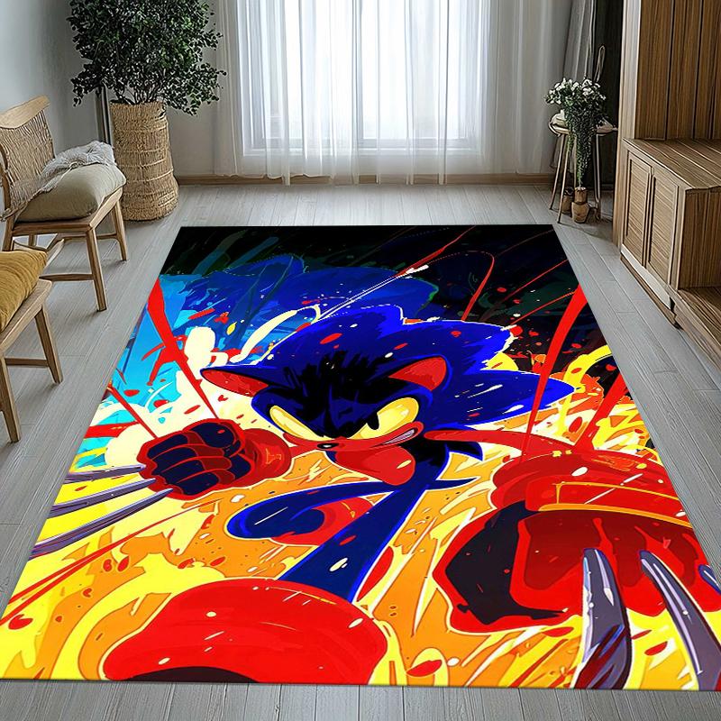 Retro S-Sonic Cartoon Games Living Room Non-Slip Area Rug Soft Carpet for Bedroom Kids Playroom Sofa,Home Decor Doormat Gift