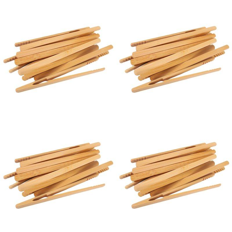 

40 Pieces Bamboo Toast Tongs, Bamboo Tongs 7 Inches Toaster Tongs Made Of Natural Bamboo Perfect For Toast Bread Pickles