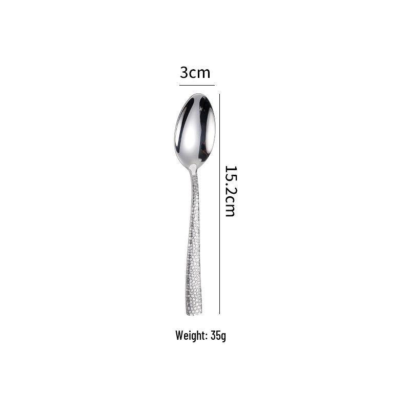 High-End 304 Stainless Steel Hammered Knife, Fork, and Spoon Set - Perfect for Steak, Restaurant, or Home Use