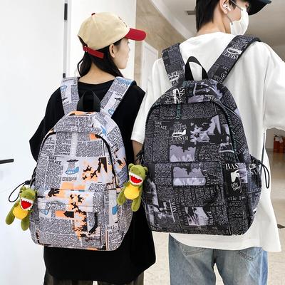 Graffiti Print Backpack Large Capacity Couple Backpack Student Schoolbag