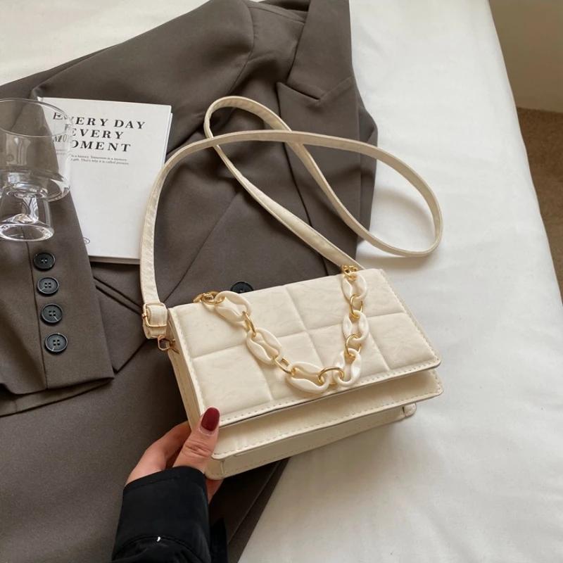 Bolsa transversal feminina de ombro único, versátil, fashion, alta textura, beleza, pequena, cor sólida