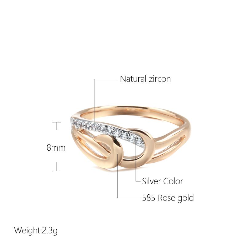 Fashion Rose Gold White Gold Ring Micro-Wax Inlay Natural Zircon Crystal Rings For Women Fine Wedding Jewelry