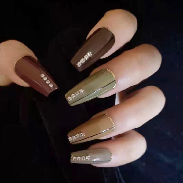 Coffin Square Full Cover Press On Nail False Artificial Tip Long Square Straight