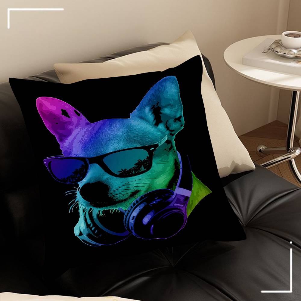 Animal Monkey Cat Dog Headphone Dj Music Pillowcase Toon Gift Cushion Cover Bedroom Home Sofa Chair Seat Decor Pillow Case