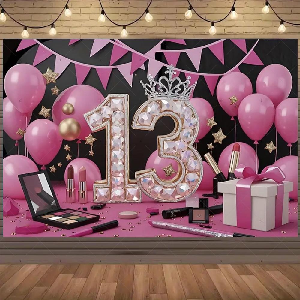 13. Geburtstag Party Dekoration Hintergrund Überraschung Bunter Glitzer Ballon Kindergeschenk Banner Familienfotografie Requisiten Hintergrund