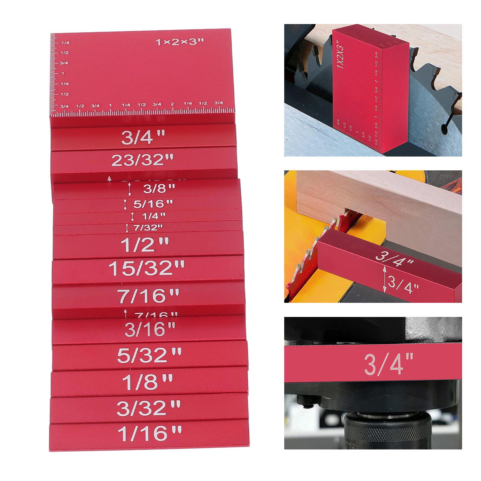 

15Pcs Height Gauge Set Aluminum Alloy Bright Color Accurate Scale Gauge Block for Woodworking