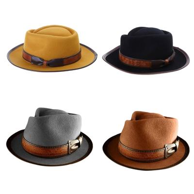 Wool Fedora Boater Hat with Bow Short Brim Hat for Women Photo Props Western Fedora for Women Unisex Wear