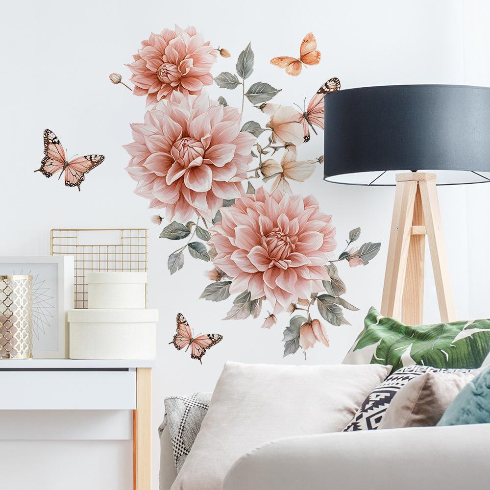 Aquarell Blume Blatt Schmetterling Schlafzimmer Wohnzimmer Home Hintergrund Verschönerung Dekorative Wand Aufkleber
