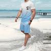 Men's Palm Tree Gradient Tees Sets Summer Set Short Sleeve Short Pants Crew Neck Casual Beach Vacation Sport