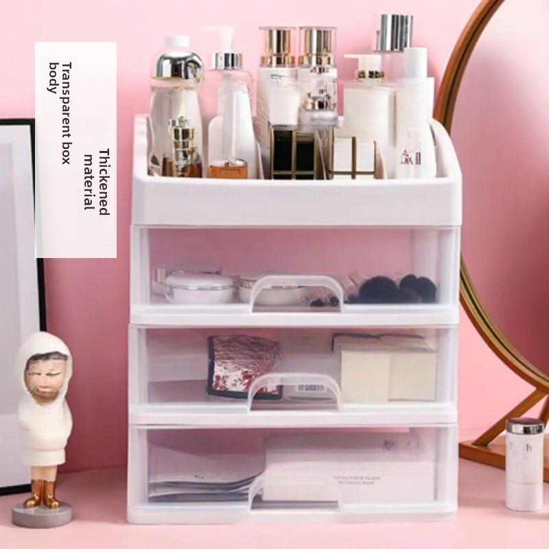 Desktop Drawer Style Cosmetics Storage Box, Jewelry Dressing Table Shelf, Transparent Sorting Plastic Display Storage Box