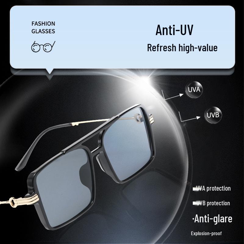 Korean Retro Metal Square Unisex Sunglasses - Blush, Anti-UV