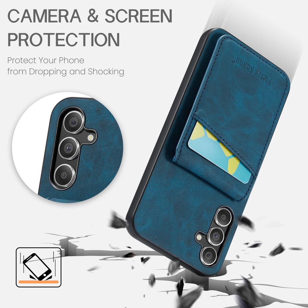 Para Capa de Celular Samsung Galaxy A15 4G/5G PU+TPU Textura Cavalo Louco