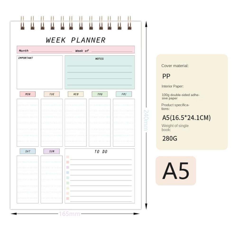 Spiral Notepad To Do List Notebook Stationery Weekly Planner Notebook Schedule Book  Desktop Note