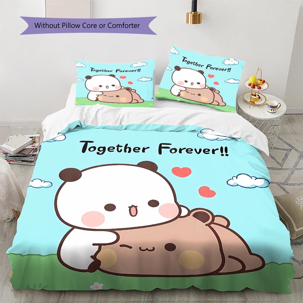 H260212Peach Goma Pattern Bedding,Quilt Set Quilt Cover Pillowcase Home Birthday Gift (1 * duvet cover + 2 * pillowcase, without core)