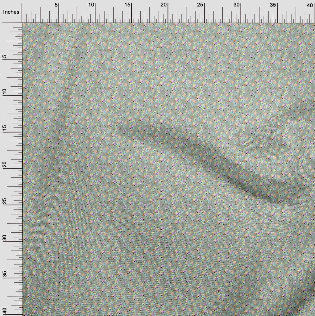 oneOone Cotton Flex Fabric Brush Stroke & Fruits Print Fabric By Yard 40 Inch
