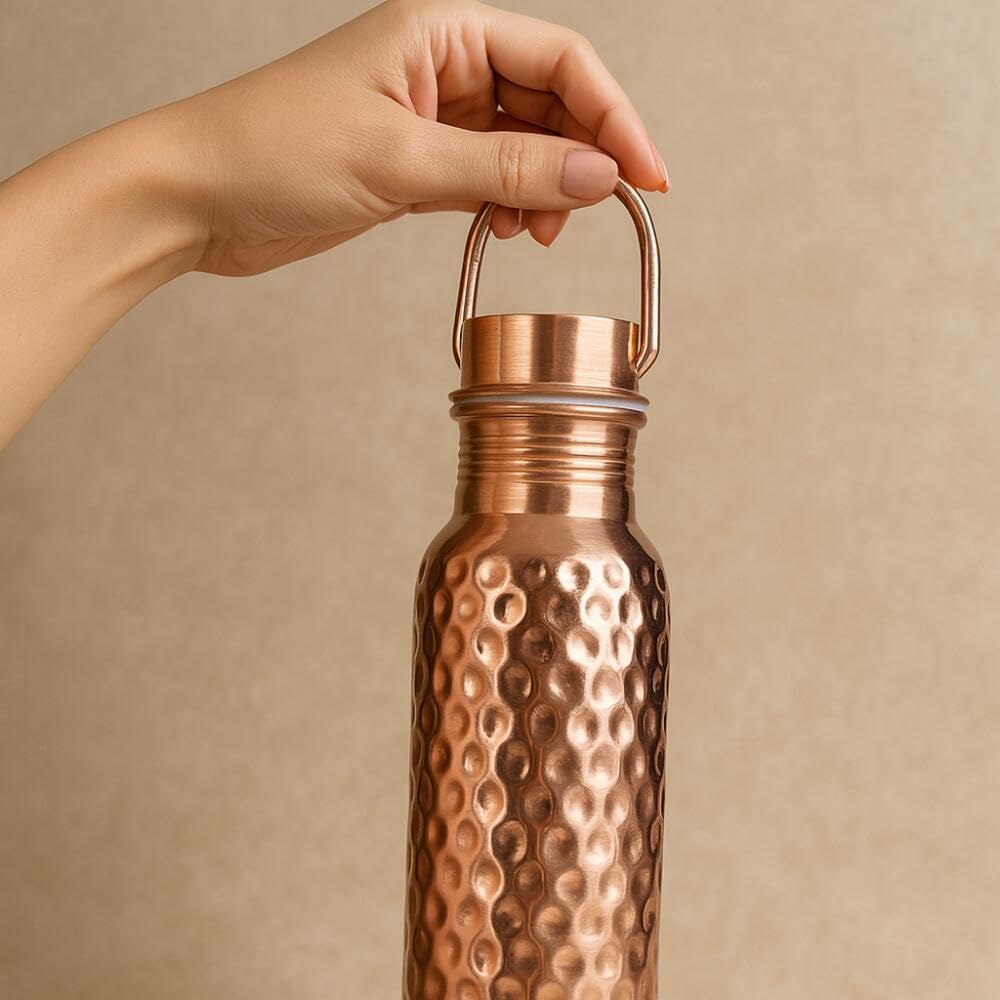 Safe Domestic Shipping. Copper Water Bottle, 600ml, Healthy, Ionized Water Bottle, Unplated, Made In India, Pure Copper, Authentic.