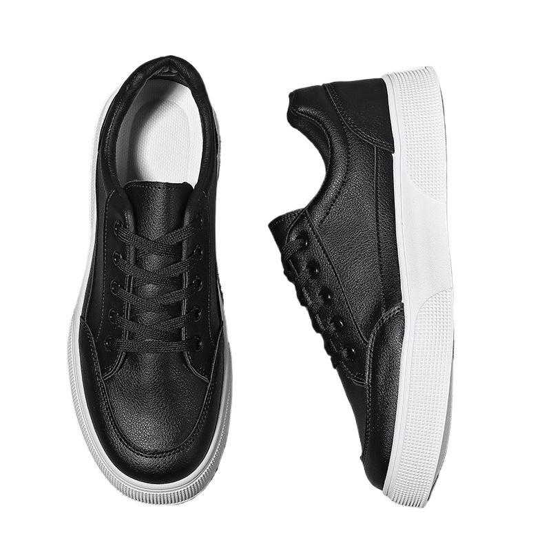 Men's shoes autumn Korean version of student sports leisure flat baseplate shoes, teenagers one pedal leather surface waterproof little white leathe