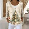 Women's Fashion Long Sleeve Christmas Snowman Snowflake Print Jacket Cardigan